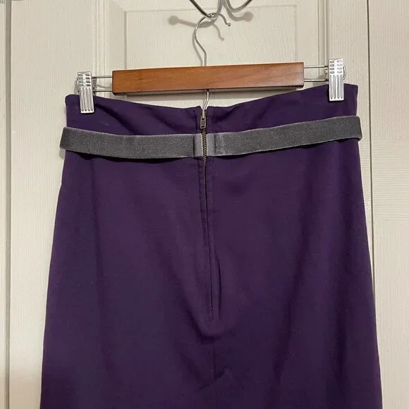 Girls From Savoy Anthropologie Women's Purple Velvet Ribbon Pencil Skirt Size 2 - Picture 6 of 9